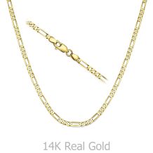 שרשרת זהב צהוב 14 קראט לנשים, מדגם פיגרו 3.06 מ''מ עובי, 50 ס