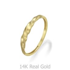 טבעת לנשים מזהב צהוב 14 קראט - ווינד