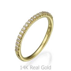 טבעת יהלום מזהב צהוב 14 קראט - נסיכה