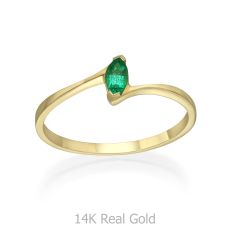 טבעת אמרלד מזהב צהוב 14 קראט - נובה ירוקה