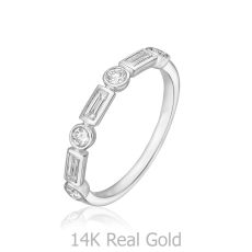 טבעת יהלומים מזהב לבן 14 קראט - רנה