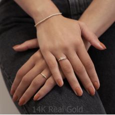 טבעת יהלומים מזהב צהוב 14 קראט - סקיי
