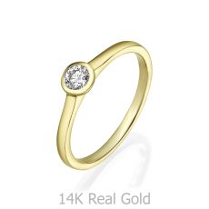 טבעת יהלומים מזהב צהוב 14 קראט - מון