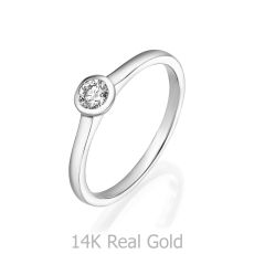 טבעת יהלומים מזהב לבן 14 קראט - מון