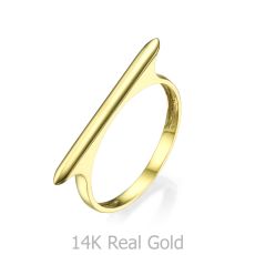 טבעת מזהב צהוב 14 קראט - פס