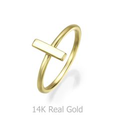 טבעת לנשים מזהב צהוב 14 קראט -  בר זהב
