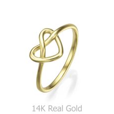 טבעת לנשים מזהב צהוב 14 קראט -  קשר לב