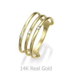 טבעת לנשים מזהב צהוב 14 קראט -  סלסט