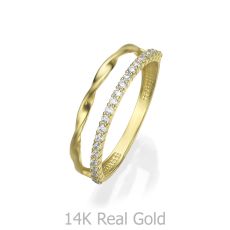 טבעת לנשים מזהב צהוב 14 קראט - מנואל
