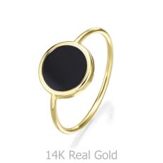 טבעת לנשים מזהב צהוב 14 קראט - אוניקס עגולה