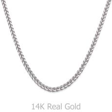 שרשרת זהב לבן 14 קראט לגברים, מדגם ספיגה 1.5 מ"מ עובי, 50 ס"מ אורך