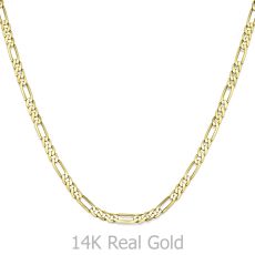 שרשרת זהב צהוב 14 קראט לגבר, מדגם פיגרו 3.84 מ''מ עובי, 50 ס"מ אורך