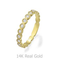 טבעת יהלומים מזהב צהוב 14 קראט -  אשלי 
