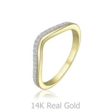 טבעת יהלומים מזהב צהוב 14 קראט - לורי