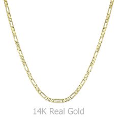 שרשרת זהב צהוב 14 קראט לגברים, מדגם פיגרו 3.06 מ''מ עובי, 50 ס"מ אורך