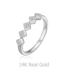 טבעת יהלומים מזהב לבן 14 קראט - רייבן
