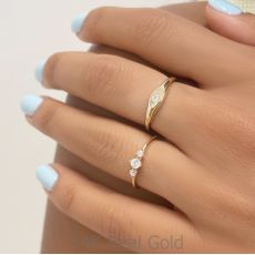 טבעת לנשים מזהב צהוב 14 קראט -  מונרו