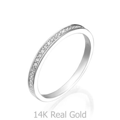 טבעת יהלום מזהב לבן 14 קראט  - מלודיה