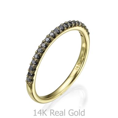 טבעת יהלום שחור מזהב צהוב 14 קראט - נסיכה