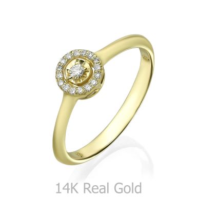 טבעת יהלום מזהב צהוב 14 קראט - הארלי