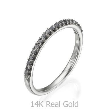 טבעת יהלום שחור מזהב לבן 14 קראט - נסיכת הקרח