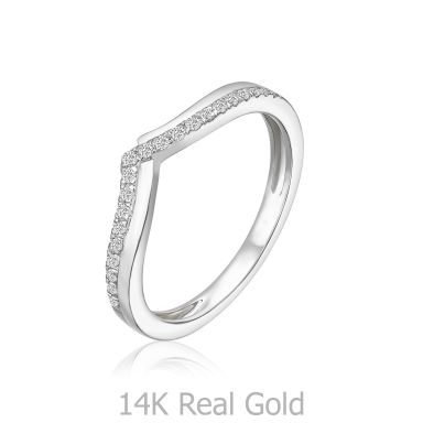 טבעת יהלומים מזהב לבן 14 קראט - שייה