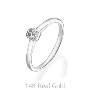 טבעת יהלומים מזהב לבן 14 קראט - סקיי