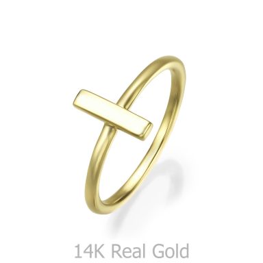 טבעת לנשים מזהב צהוב 14 קראט -  בר זהב