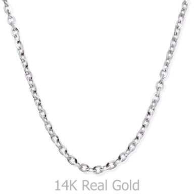 שרשרת זהב לבן 14 קראט לגבר, מדגם רולו 2.2 מ"מ עובי, 55 ס"מ אורך