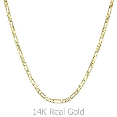 שרשרת זהב צהוב 14 קראט לגברים, מדגם פיגרו 3.06 מ''מ עובי, 60 ס"מ אורך
