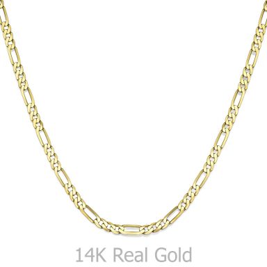 שרשרת זהב צהוב 14 קראט לגבר, מדגם פיגרו 3.84 מ''מ עובי, 50 ס"מ אורך