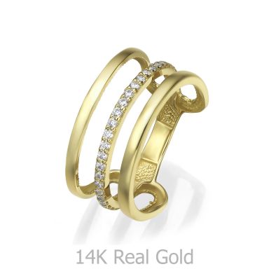 טבעת לנשים מזהב צהוב 14 קראט - בלינדה 