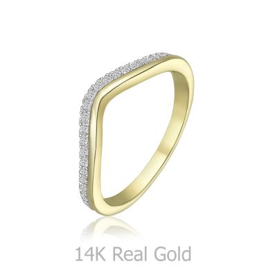 טבעת יהלומים מזהב צהוב 14 קראט - לורי