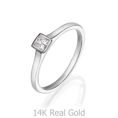 טבעת יהלומים מזהב לבן 14 קראט - קאיה