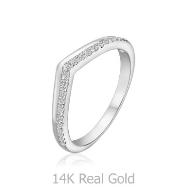 טבעת יהלומים מזהב לבן 14 קראט - ריילי