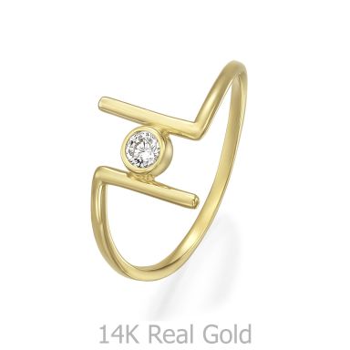 טבעת לנשים מזהב צהוב 14 קראט - ריין